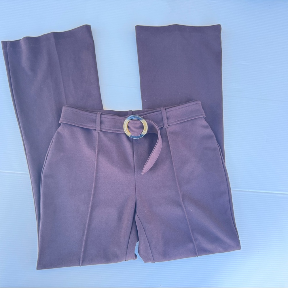 NYCC Brown High Waist Belted Wide Leg Pants Size 8 Office Career